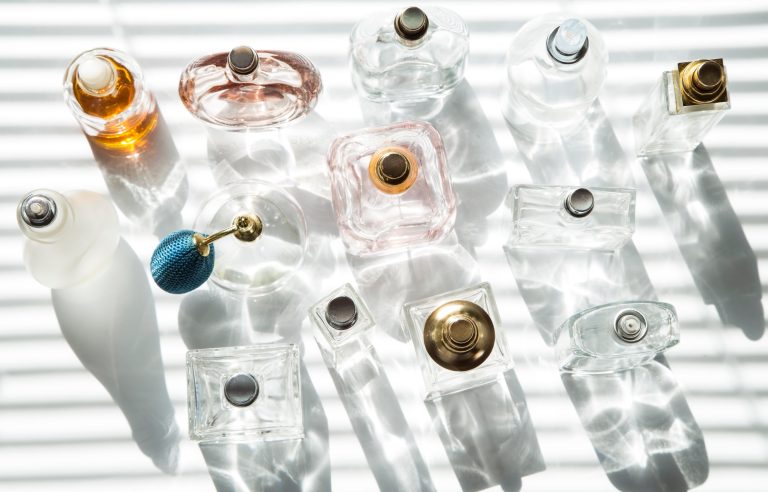 Creative photo of a modern bottle of perfume
