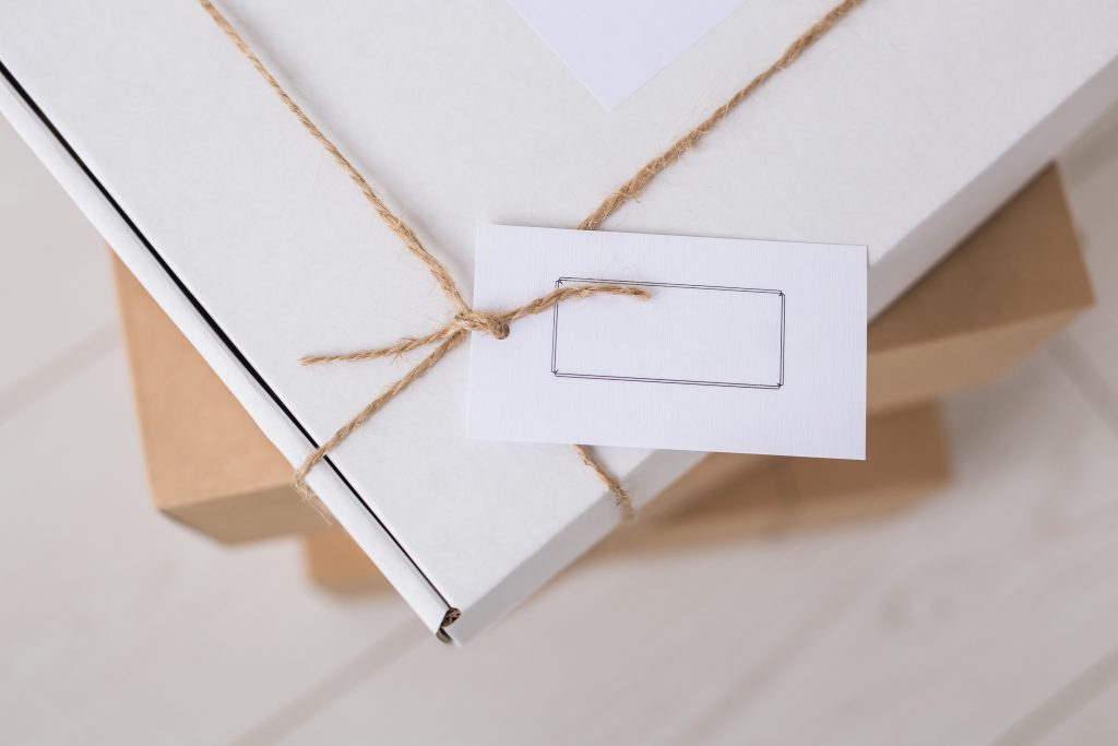 Many boxes with space for advertisement delivered from online store. Internet shopping and delivery
